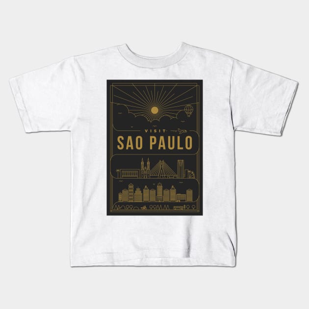 Sao Paulo Minimal Lineal Poster Kids T-Shirt by kursatunsal